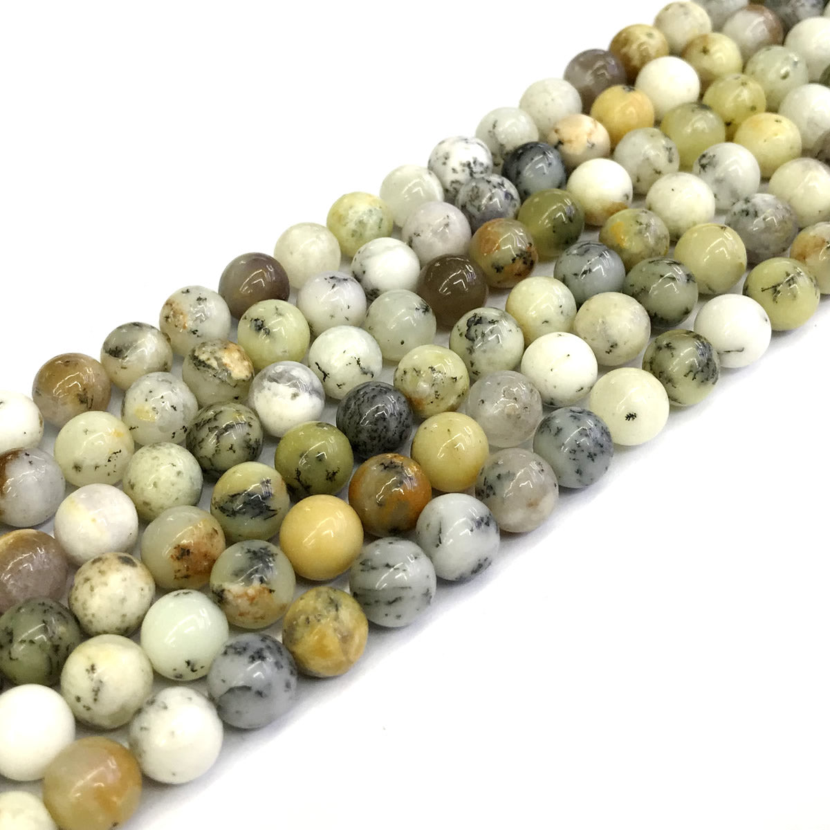 COP70 White Opal Gemstone Beads Smooth Round 8mm 15" Strand