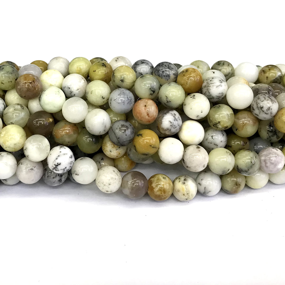 COP70 White Opal Gemstone Beads Smooth Round 8mm 15" Strand