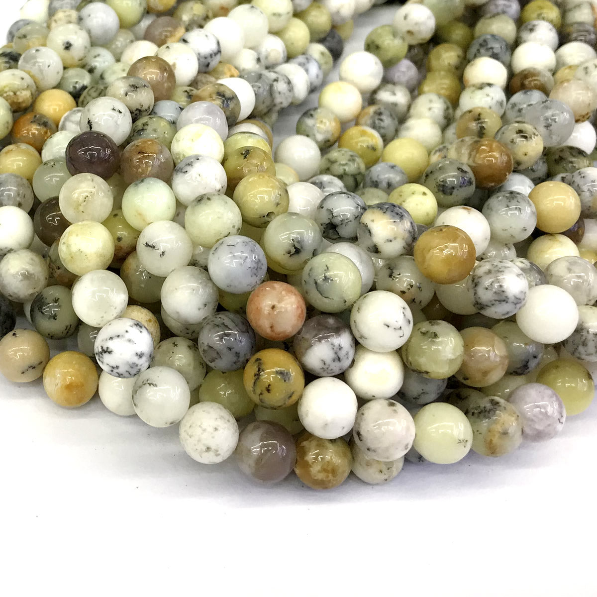 COP70 White Opal Gemstone Beads Smooth Round 8mm 15" Strand