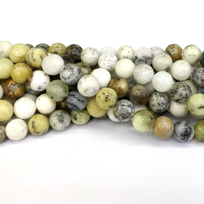 COP71 White Opal Gemstone Beads Smooth Round 10mm 15" Strand