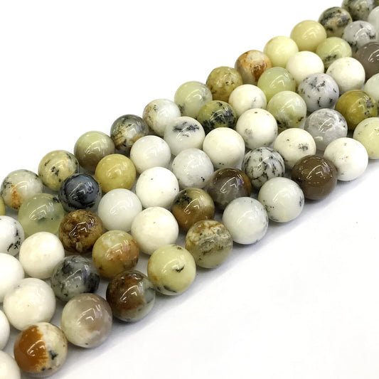 COP72 White Opal Gemstone Beads Smooth Round 12mm 15" Strand