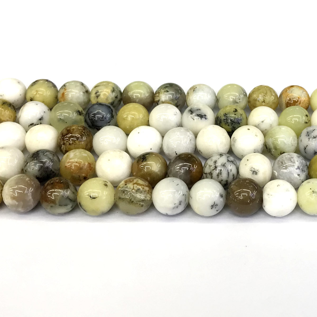 COP72 White Opal Gemstone Beads Smooth Round 12mm 15" Strand