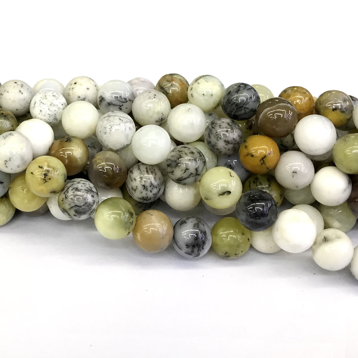 COP72 White Opal Gemstone Beads Smooth Round 12mm 15" Strand