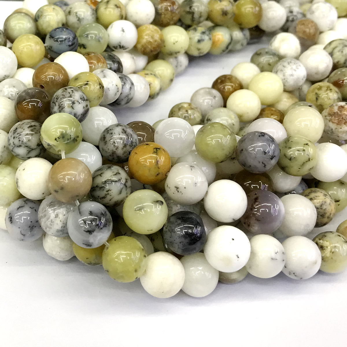 COP72 White Opal Gemstone Beads Smooth Round 12mm 15" Strand