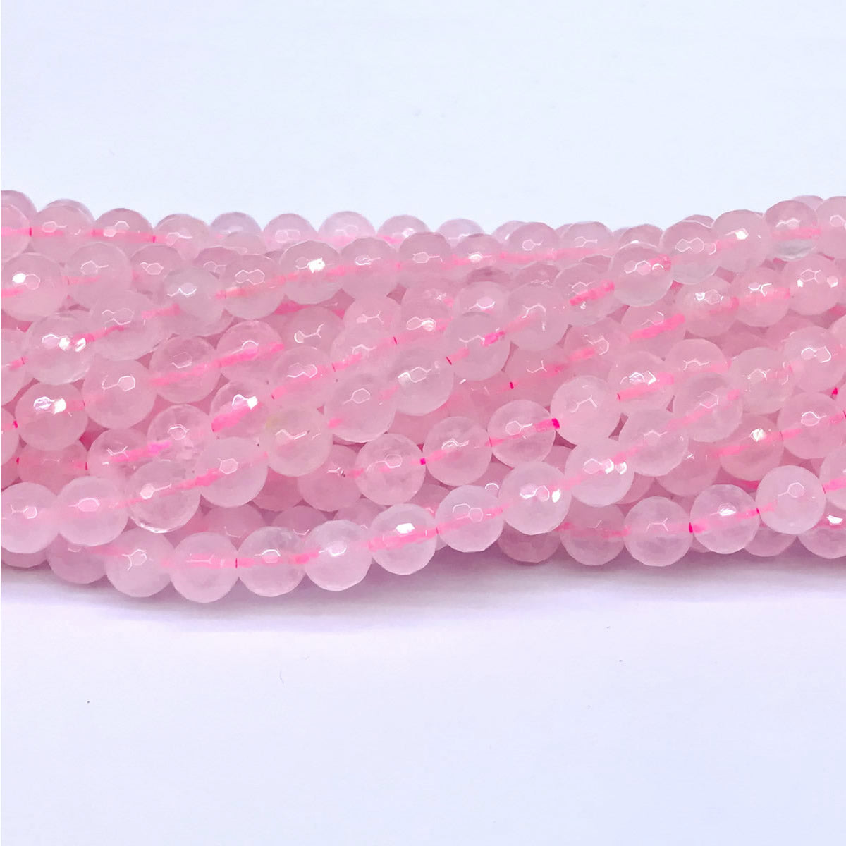 CQU02 Rose Quartz Beads Faceted Round 6mm 15" Strand