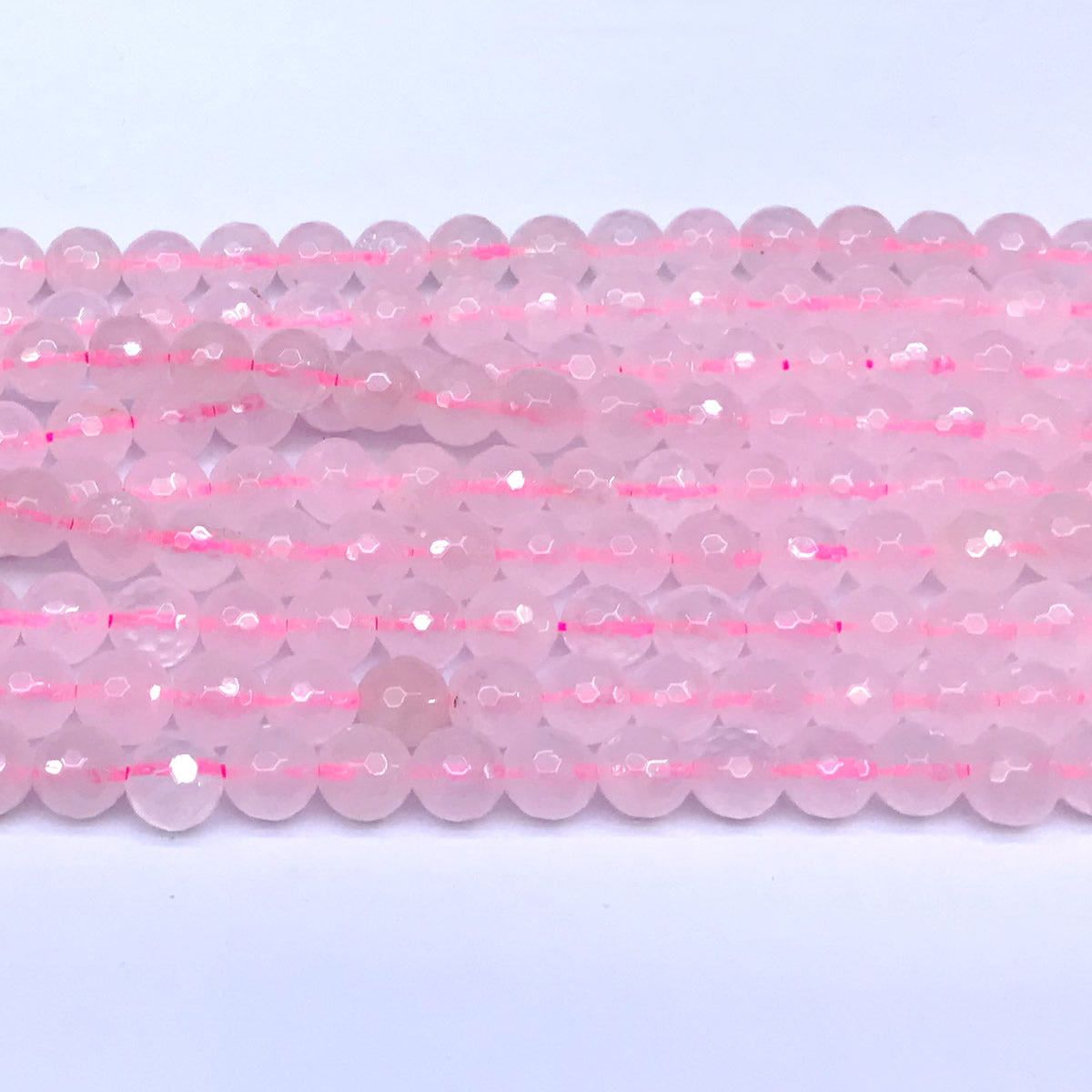 CQU03 Rose Quartz Beads Faceted Round 8mm 15" Strand