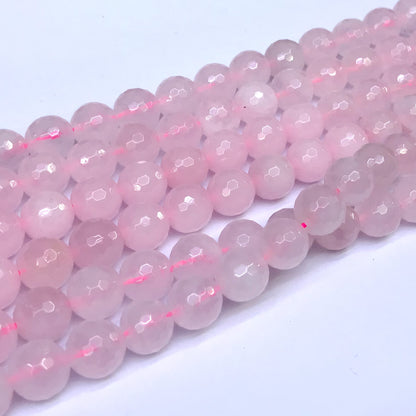 CQU04 Rose Quartz Beads Faceted Round 10mm 15" Strand