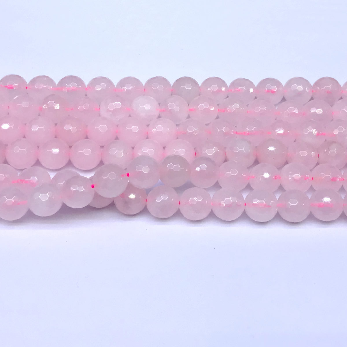 CQU04 Rose Quartz Beads Faceted Round 10mm 15" Strand