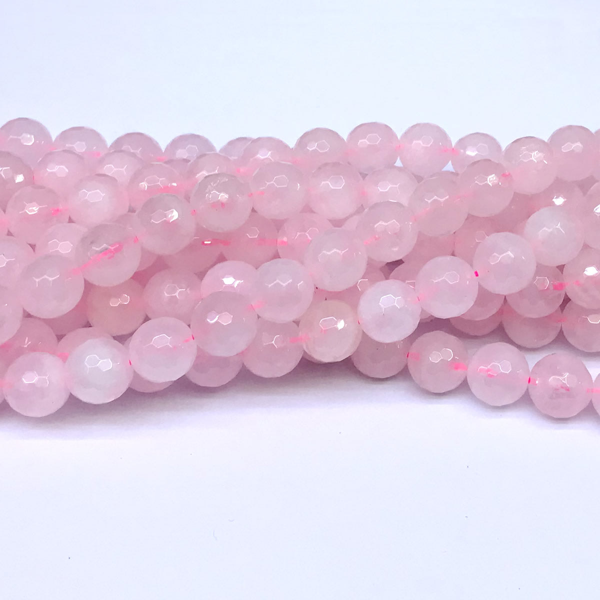 CQU04 Rose Quartz Beads Faceted Round 10mm 15" Strand