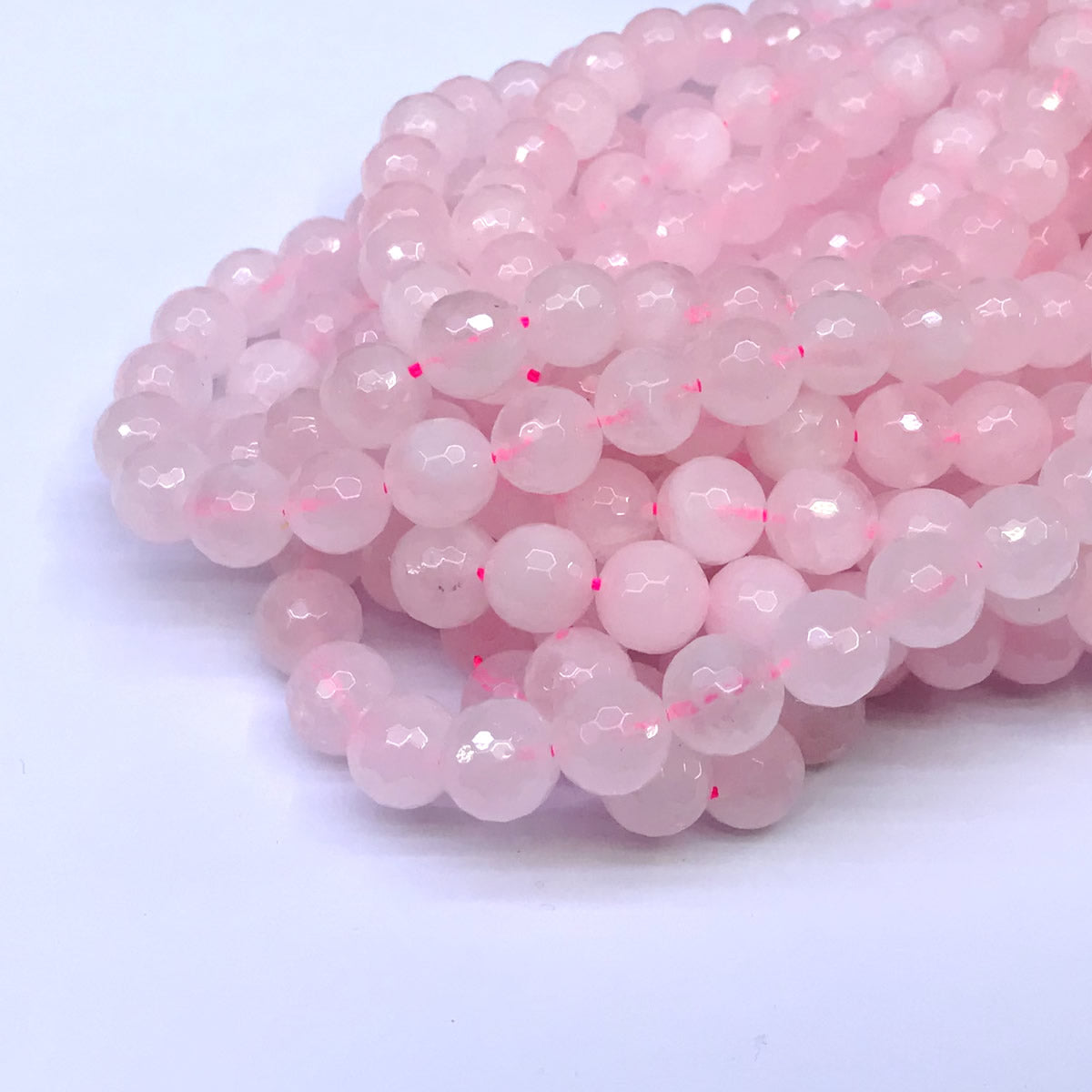 CQU04 Rose Quartz Beads Faceted Round 10mm 15" Strand