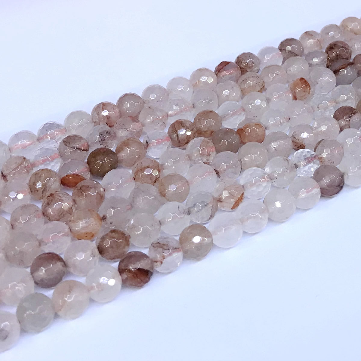 CQU08 Pink Quartz Beads Faceted Round 8mm 15" Strand