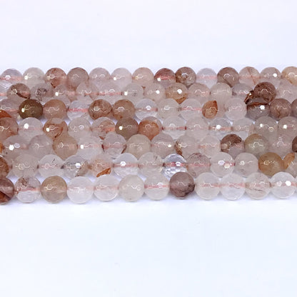 CQU08 Pink Quartz Beads Faceted Round 8mm 15" Strand