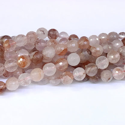 CQU08 Pink Quartz Beads Faceted Round 8mm 15" Strand