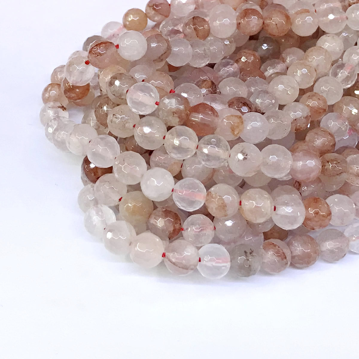 CQU08 Pink Quartz Beads Faceted Round 8mm 15" Strand