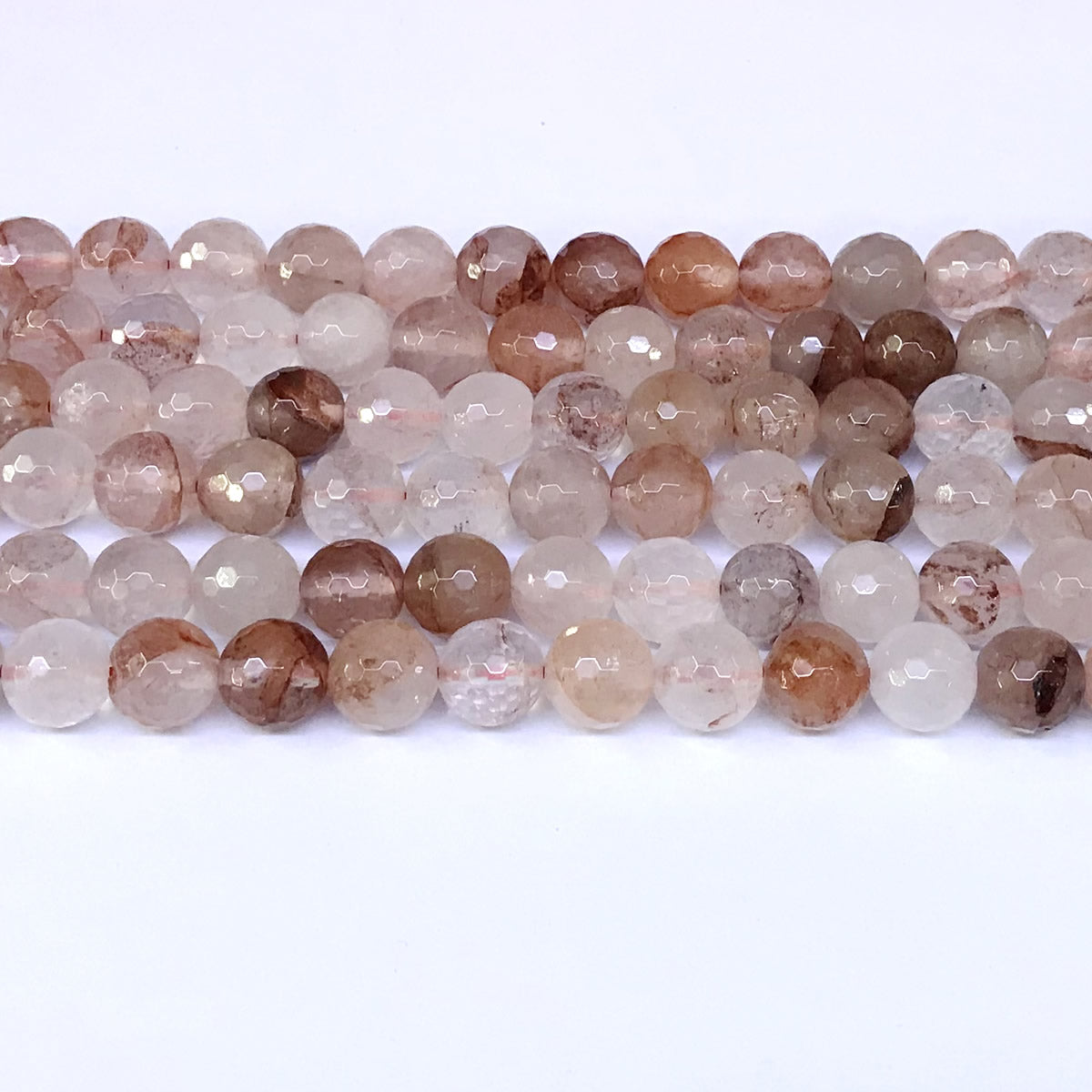 CQU09 Pink Quartz Beads Faceted Round 10mm 15" Strand