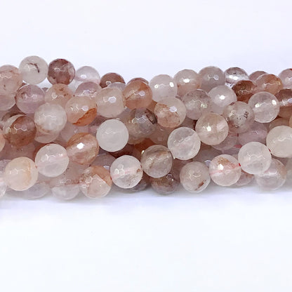 CQU09 Pink Quartz Beads Faceted Round 10mm 15" Strand