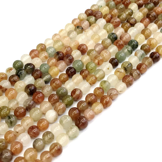 CQU107 Green Rutilated Quartz Beads Smooth Round 4mm 15" Strand