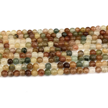 CQU107 Green Rutilated Quartz Beads Smooth Round 4mm 15" Strand