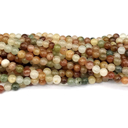 CQU107 Green Rutilated Quartz Beads Smooth Round 4mm 15" Strand