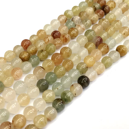 CQU108 Green Rutilated Quartz Beads Smooth Round 6mm 15" Strand