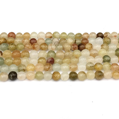 CQU108 Green Rutilated Quartz Beads Smooth Round 6mm 15" Strand