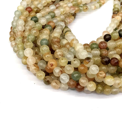 CQU108 Green Rutilated Quartz Beads Smooth Round 6mm 15" Strand