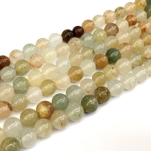 CQU109 Green Rutilated Quartz Beads Smooth Round 8mm 15" Strand