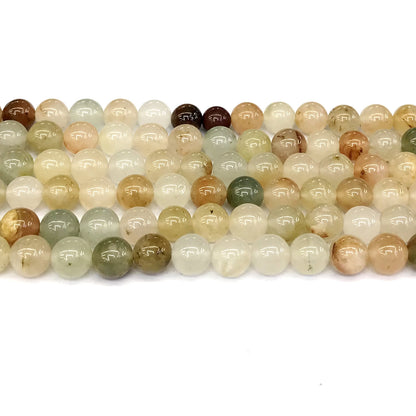 CQU109 Green Rutilated Quartz Beads Smooth Round 8mm 15" Strand