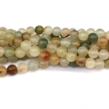 CQU109 Green Rutilated Quartz Beads Smooth Round 8mm 15" Strand