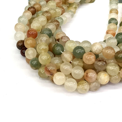 CQU109 Green Rutilated Quartz Beads Smooth Round 8mm 15" Strand