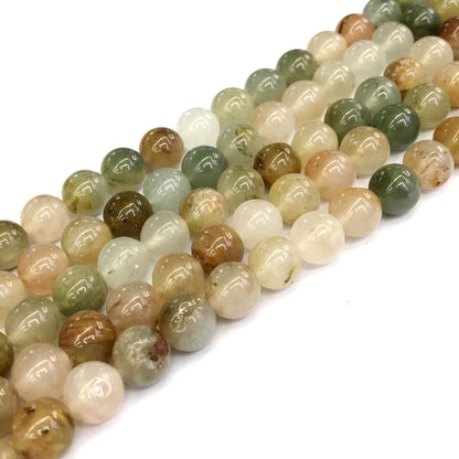 CQU110 Green Rutilated Quartz Beads Smooth Round 10mm 15" Strand