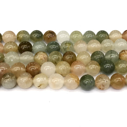 CQU111 Green Rutilated Quartz Beads Smooth Round 12mm 15" Strand