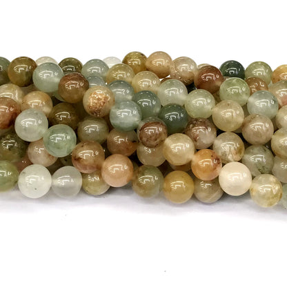 CQU111 Green Rutilated Quartz Beads Smooth Round 12mm 15" Strand