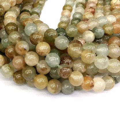 CQU111 Green Rutilated Quartz Beads Smooth Round 12mm 15" Strand