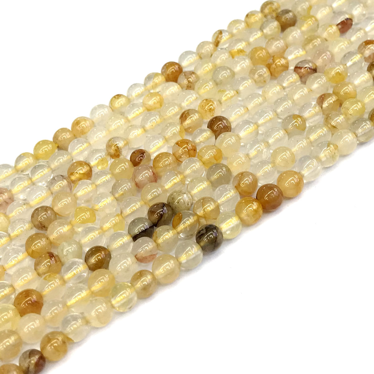 CQU115 Yellow Quartz Beads Smooth Round 4mm 15" Strand