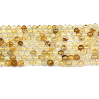 CQU115 Yellow Quartz Beads Smooth Round 4mm 15" Strand