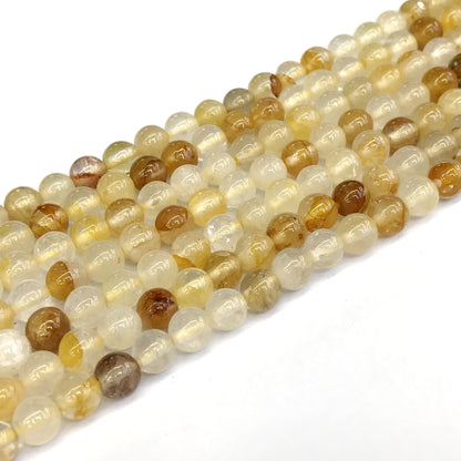 CQU116 Yellow Quartz Beads Smooth Round 6mm 15" Strand