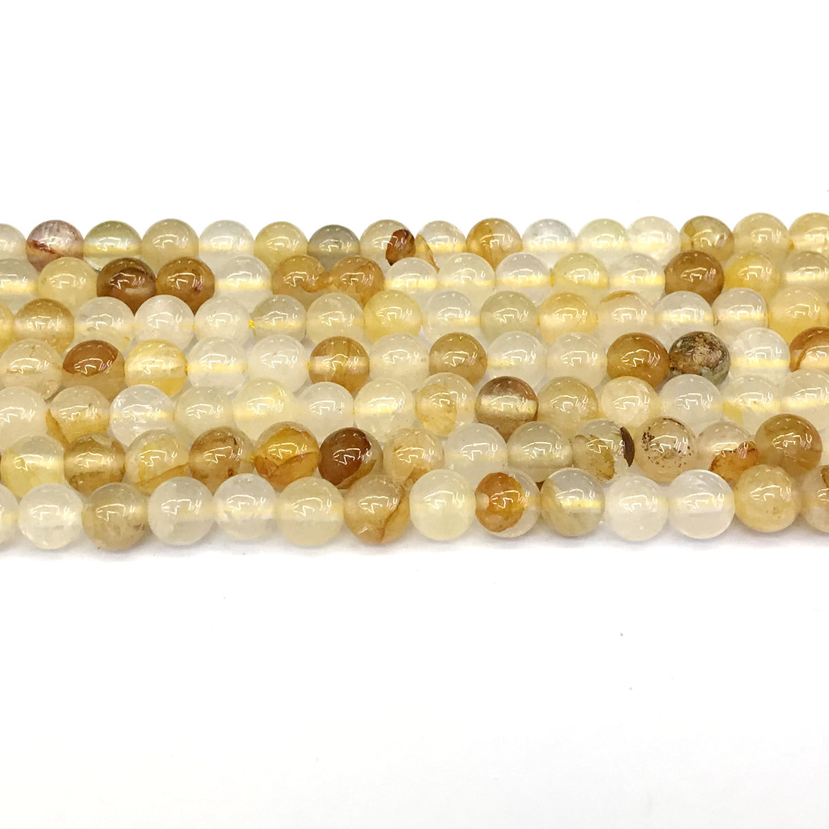 CQU116 Yellow Quartz Beads Smooth Round 6mm 15" Strand