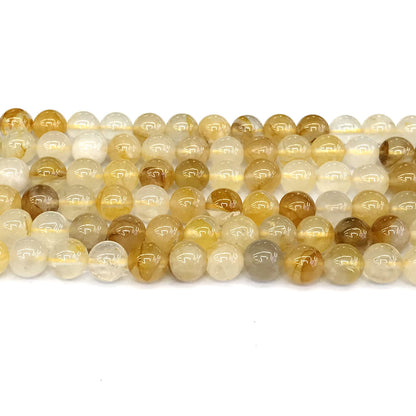 CQU117 Yellow Quartz Beads Smooth Round 8mm 15" Strand