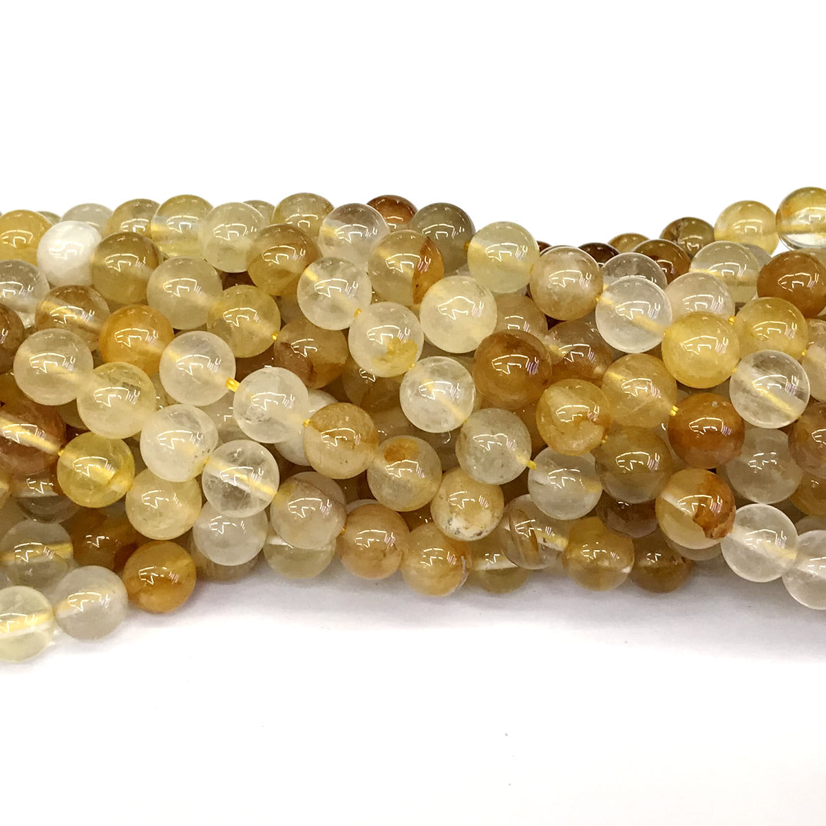 CQU117 Yellow Quartz Beads Smooth Round 8mm 15" Strand