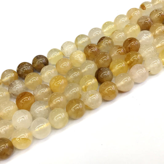 CQU118 Yellow Quartz Beads Smooth Round 10mm 15" Strand