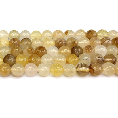 CQU118 Yellow Quartz Beads Smooth Round 10mm 15" Strand