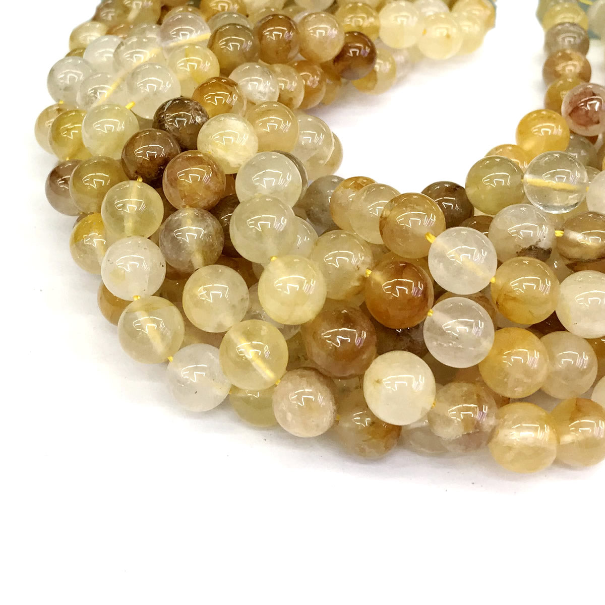 CQU118 Yellow Quartz Beads Smooth Round 10mm 15" Strand