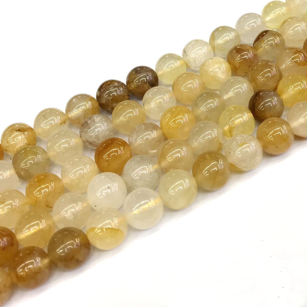 CQU119 Yellow Quartz Beads Smooth Round 12mm 15" Strand