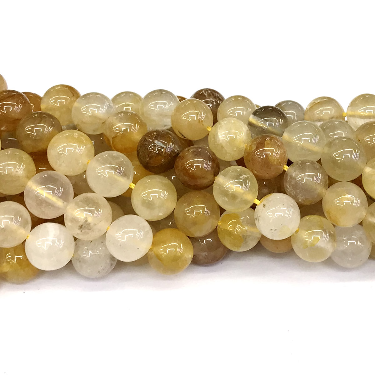 CQU119 Yellow Quartz Beads Smooth Round 12mm 15" Strand