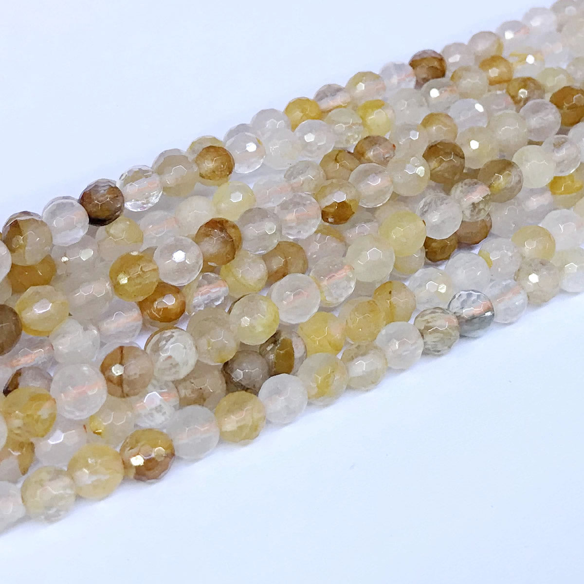 CQU12 Yellow Quartz Beads Faceted Round 6mm 15" Strand