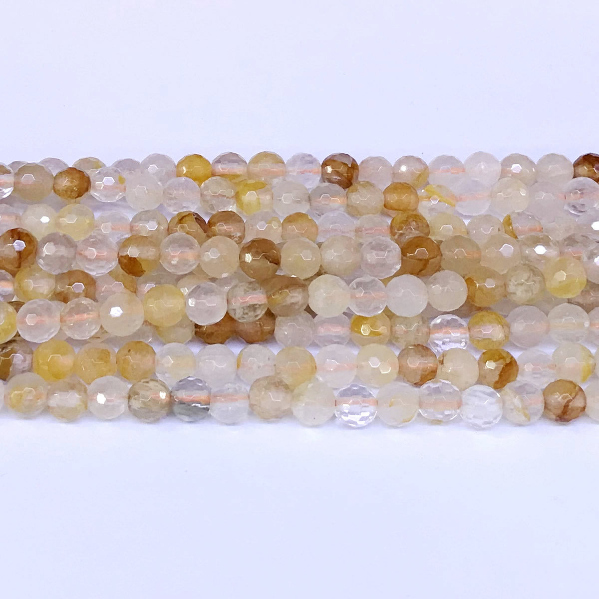 CQU12 Yellow Quartz Beads Faceted Round 6mm 15" Strand