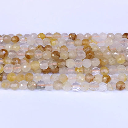 CQU12 Yellow Quartz Beads Faceted Round 6mm 15" Strand