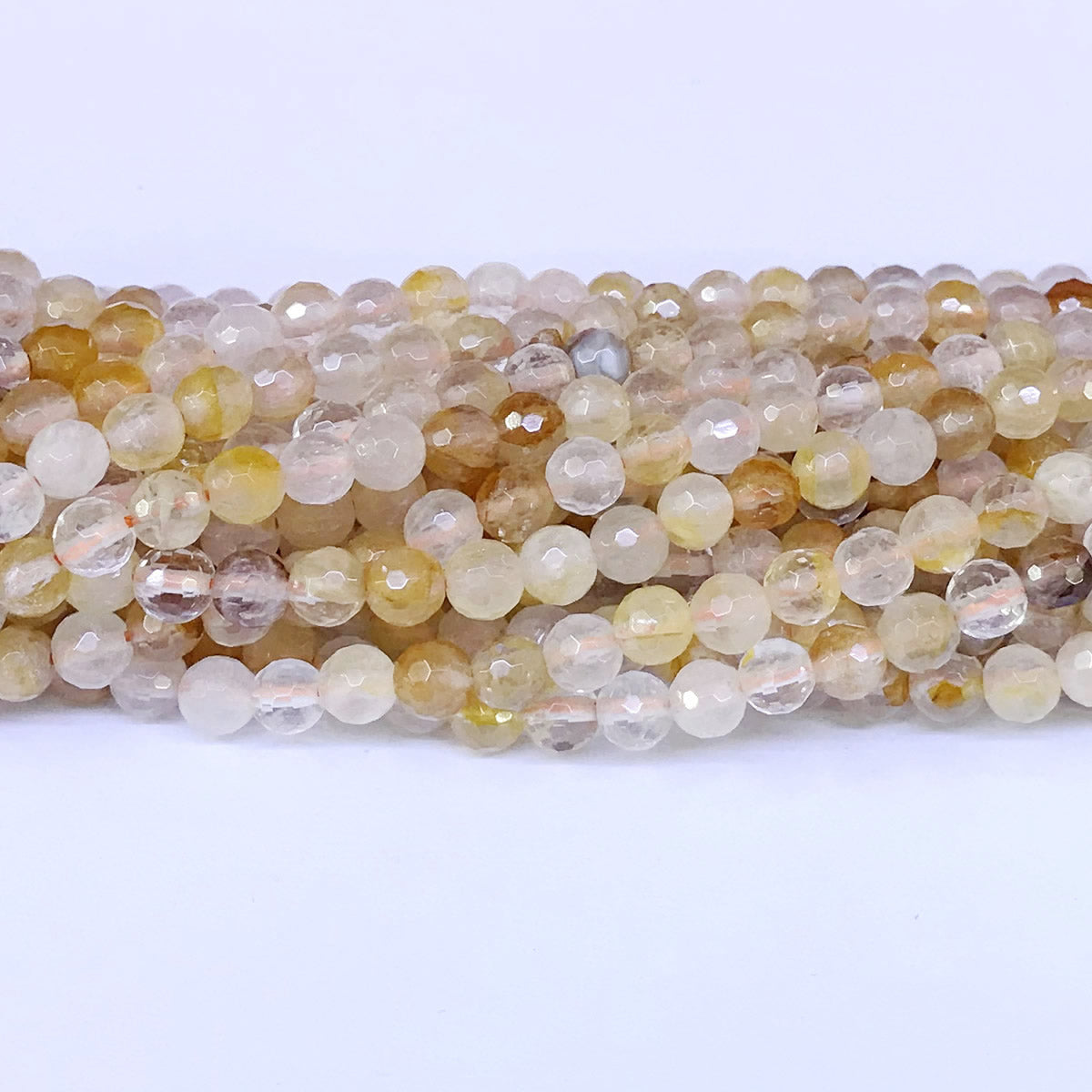 CQU12 Yellow Quartz Beads Faceted Round 6mm 15" Strand