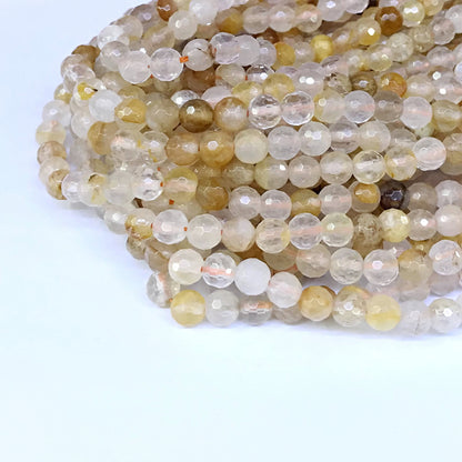 CQU12 Yellow Quartz Beads Faceted Round 6mm 15" Strand